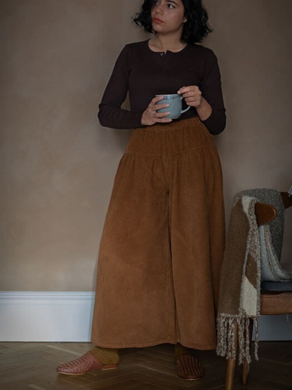 The Simple Folk Velvet Culotte In Rust Size 6